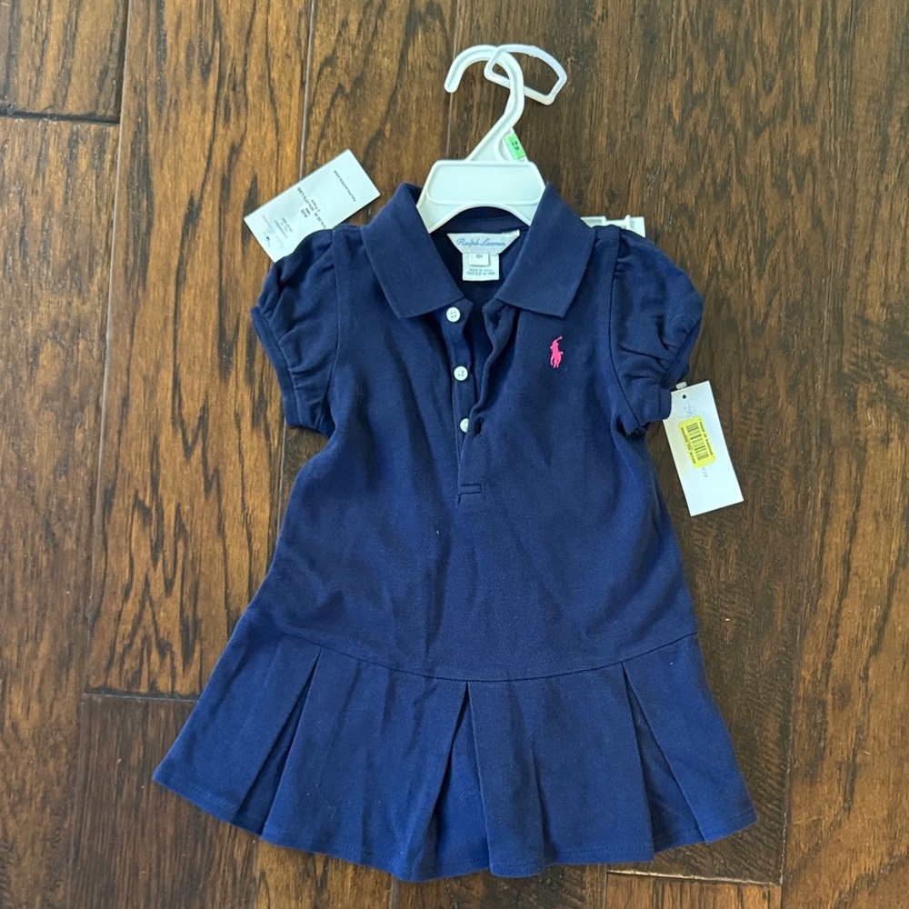 Ralph Lauren Navy Polo Dress with Hot Pink Logo